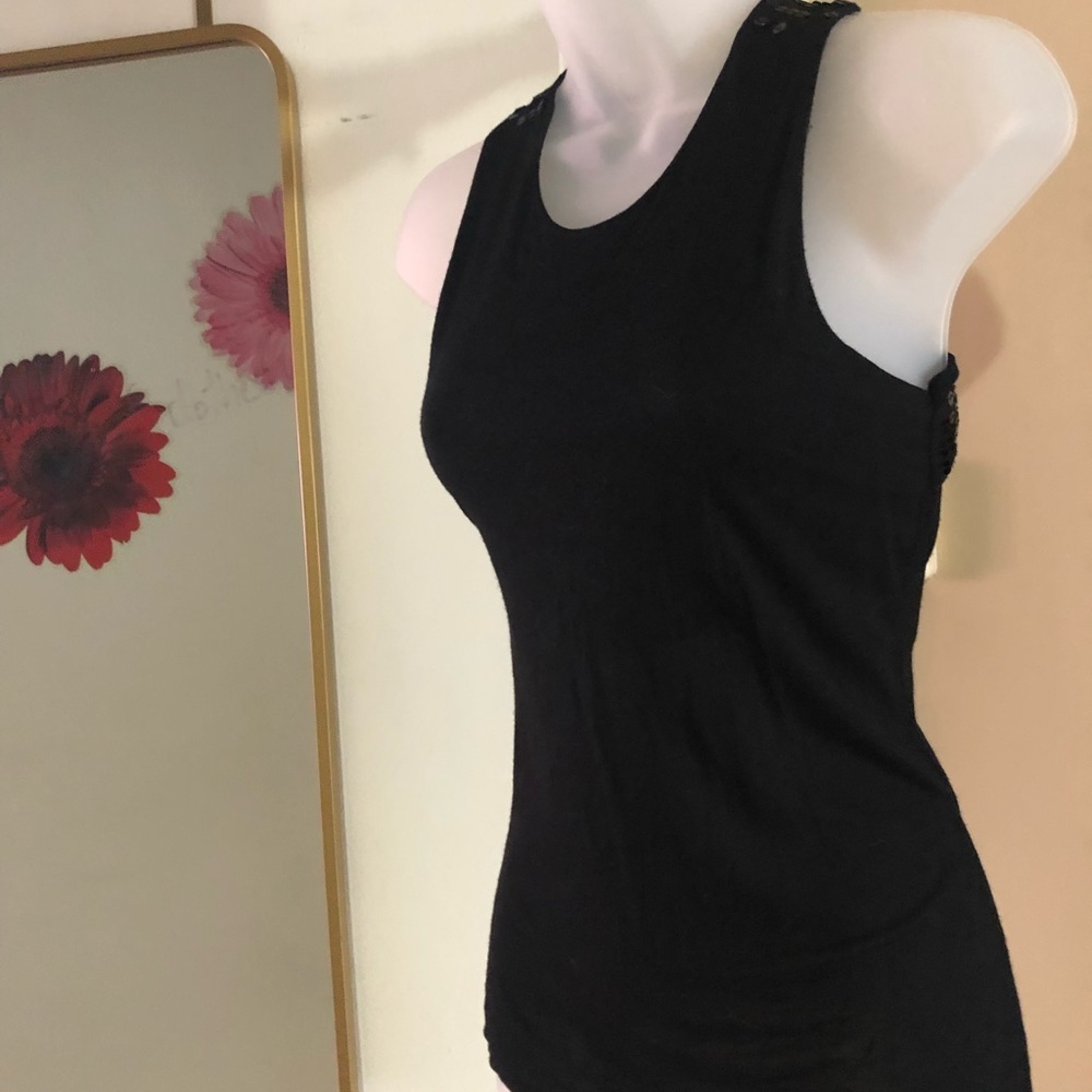 Armani Exchange XS black sequin fitted tank